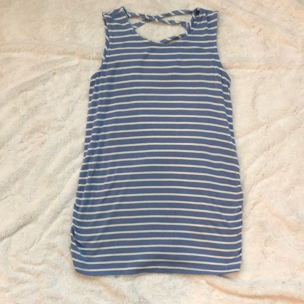 Blue and White Striped Maternity Tank Top (Medium)